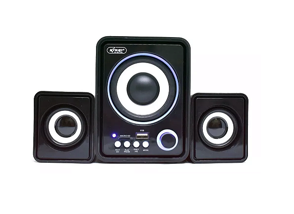 Caixa De Som Knup Kp 6017bh Portátil 2.1 P2 Para Computador E Notebook