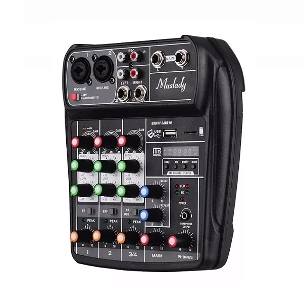 Mesa De Som 4 Canais Dj Mp3 Usb Mixer Profissional Phanton