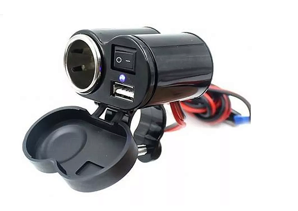 Tomada Usb Para Moto Carregador Com Acendedor De Cigarros