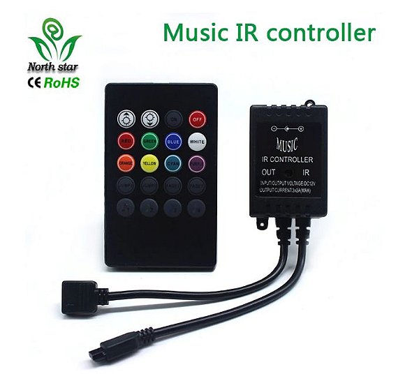 Controlador Músical Rítmico Sensor Fita Led Rgb 5050 3528