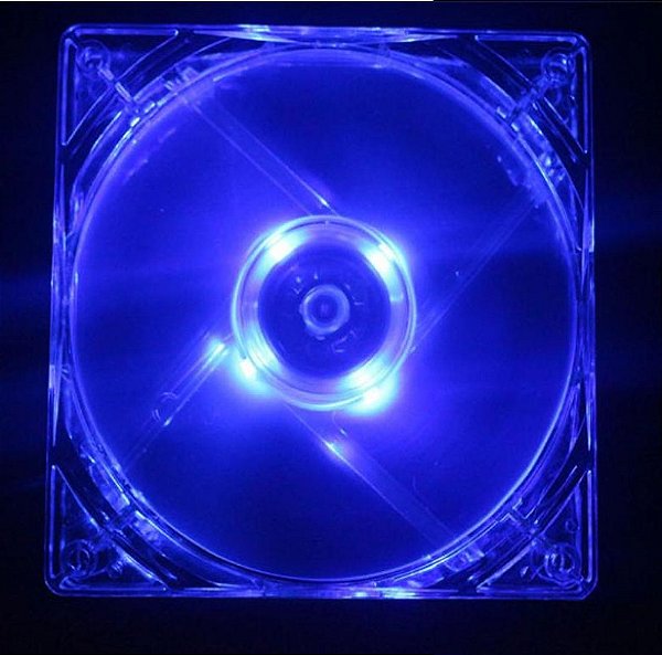 Cooler Fan Led Azul 8cm 80x25 80mm 2 Plugs 12 Volts