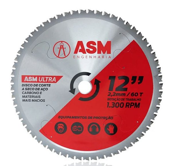 DISCO DE SERRA 12"X60T CORTE DE AÇO CARBONO ASM