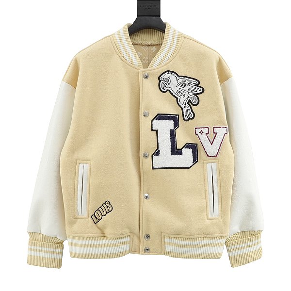 Jaqueta Louis Vuitton Varsity Com Assinatura Amarelo Pastel