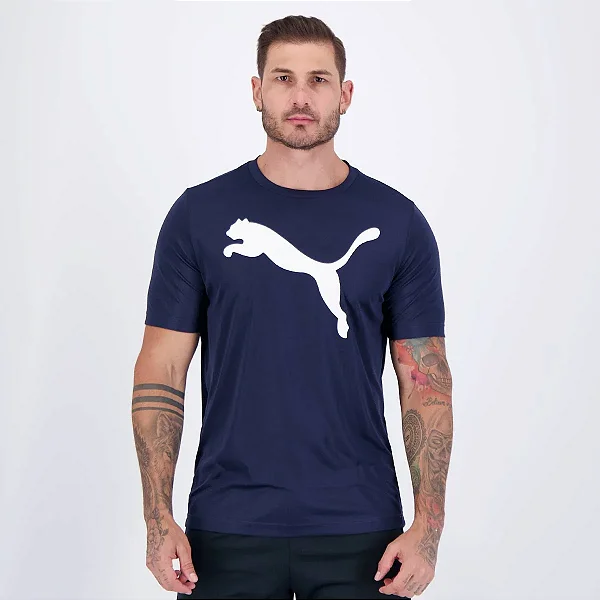 Camiseta Masculina Puma Ess Small Logo Poly Masculina - Azul Marinho