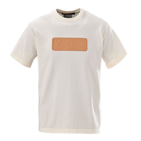 Camiseta Louis Vuitton LV Vers Leather Patch Off-White Masculina