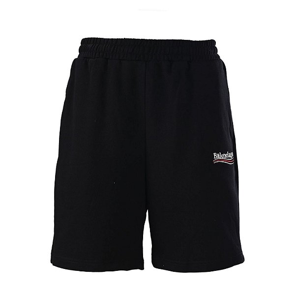 Bermuda Moletom Balenciaga "Political Campaign" Preta Masculina