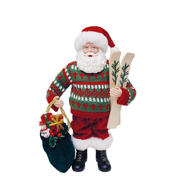 Papai Noel Decorativo C/ Esqui - 17cm x 32cm