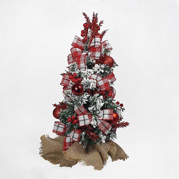 Árvore de Natal Decorada Xadrez - 32cm x 62cm - Christa De...Coração