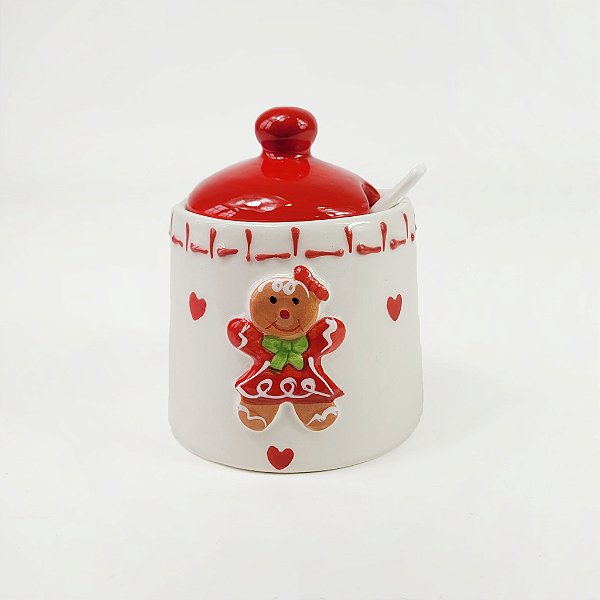 Açucareiro de Cerâmica Gingerbread - 8x10cm - Candy - Christa DeCoração