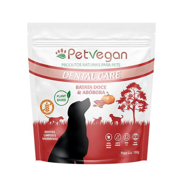 Petisco Vegano Dental Care Para Cachorro Batata Doce e Abobora 150 g PetVegan