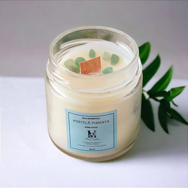 Vela aromatizada com óleo essencial de Hortelã Pimenta