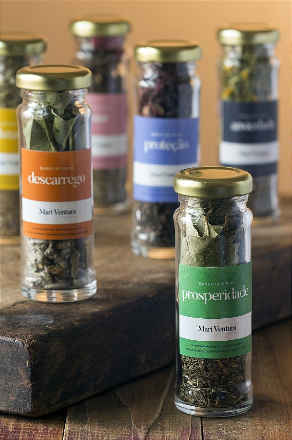 Combo 6 Banhos de Ervas com diferentes propriedades - Versão no vidrinho para utilização individual