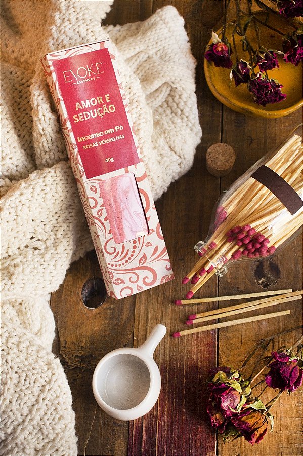 Combo Incenso em Pó + Potinho de Ceramica + Potinho com Fósforos