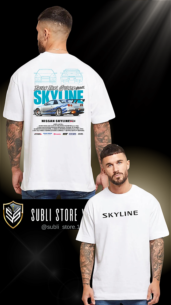 Camiseta Gearhead Branca Skyline 100% Algodão