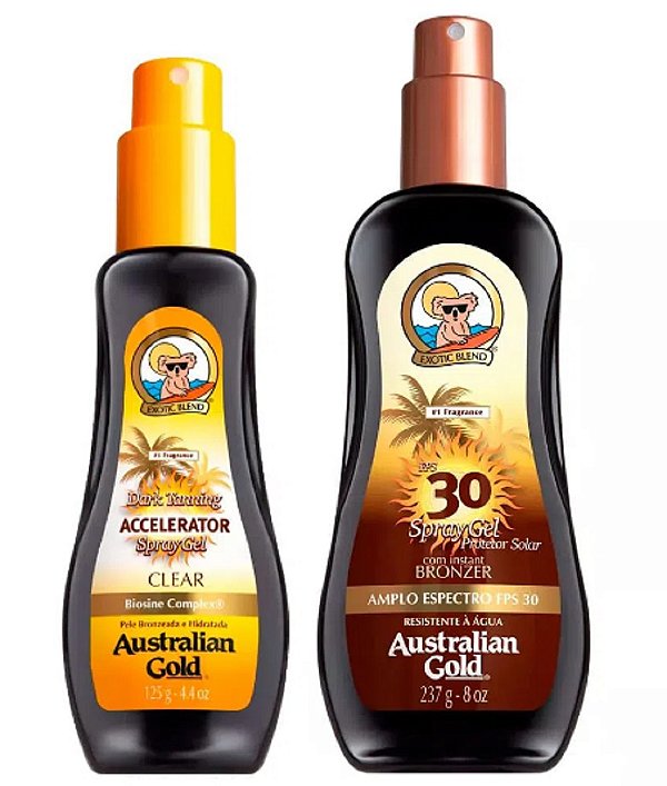 Kit Australian Gold Dark Tanning Protetor Solar + Acelerador