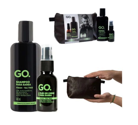 Kit Barba Necessaire + Shampoo + Óleo para Barba Go Man