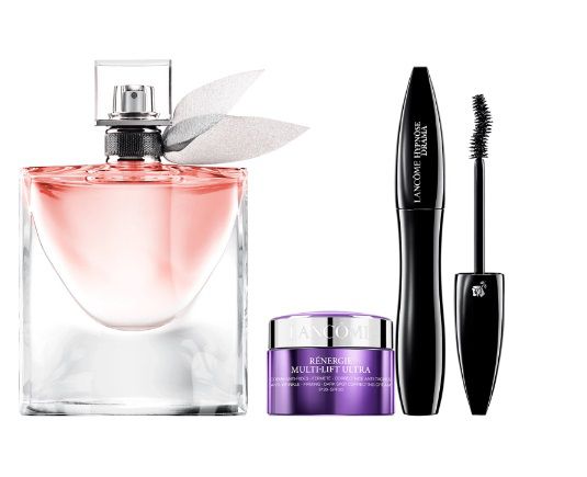 Coffret Lancôme La Vie Est Belle Eau de Parfum 100ml + Máscara Hypnôse Drama 6,5ml + Rénergie Multi-Lift Ultra 20ml.