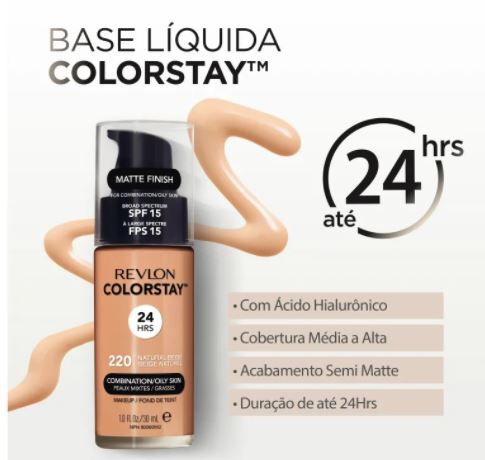 Base Líquida Revlon ColorStay 24 Horas Pele Mista à Oleosa FPS15 - 30ml