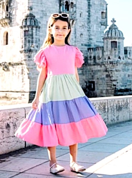 Vestido 3 marias colorido - Maria Cecília
