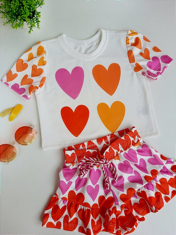 Conjunto blusa e short coração - Isabela