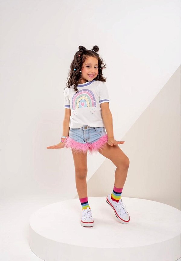 T-shirt menina Luana - Arco-íris lilás