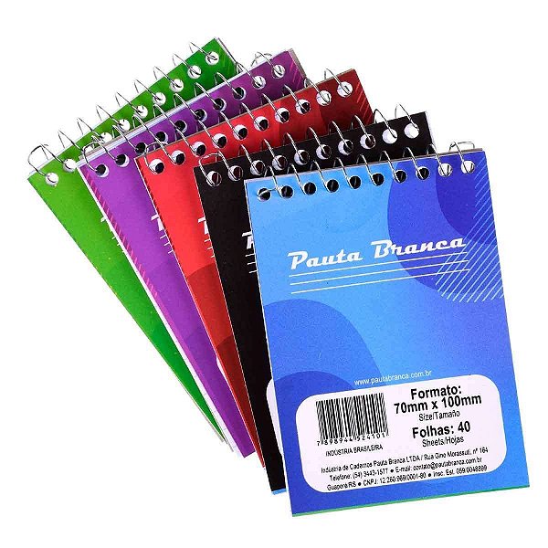 Caderneta Pauta Branca c/ 40 Folhas Pequena