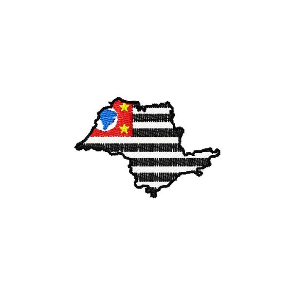 Patch Bordado Mapa de São Paulo com Bandeira de São Paulo 8,0 x 5,6 cm