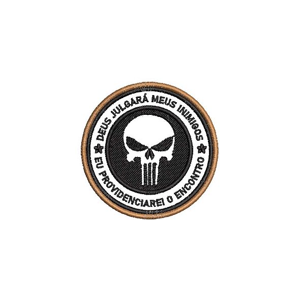 Patch Bordado PUNISHER Justiceiro Deus Julgara Meus Inimigos 7 x 7