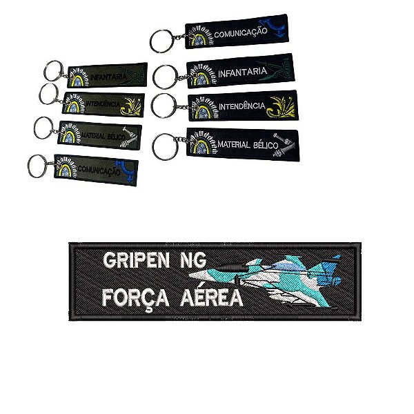 Chaveiro Bordado 15 x 4 FORÇA AÉREA GRIPEN
