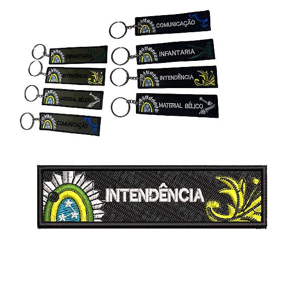 Chaveiro Bordado 10 x 2,5 INTENDÊNCIA Fundo Preto