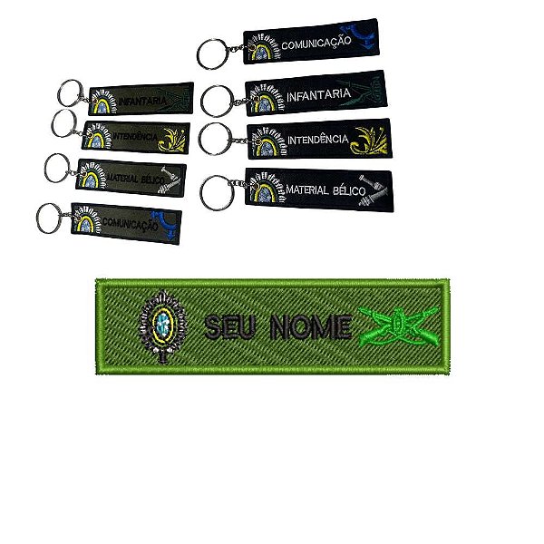 Chaveiro Bordado 8 x 2 INFANTARIA PERSONALIZADO NOME