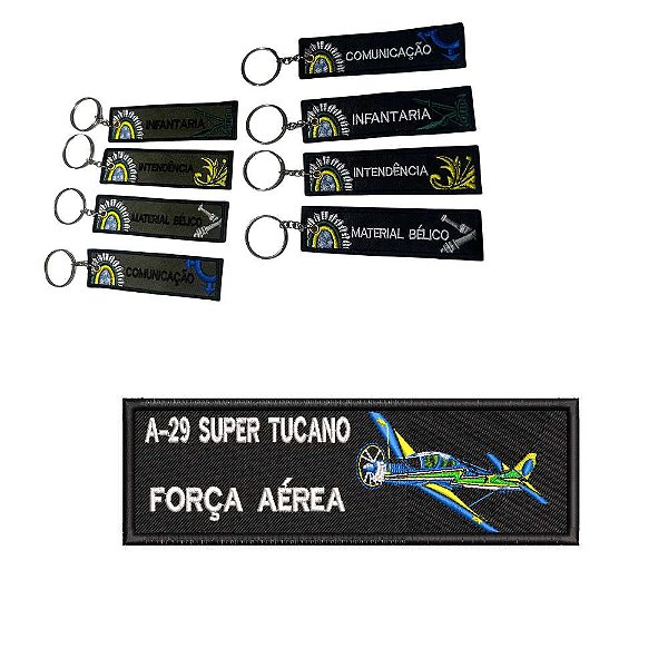 Chaveiro Bordado 15 x 5 FORÇA AÉREA A-29 SUPER TUCANO