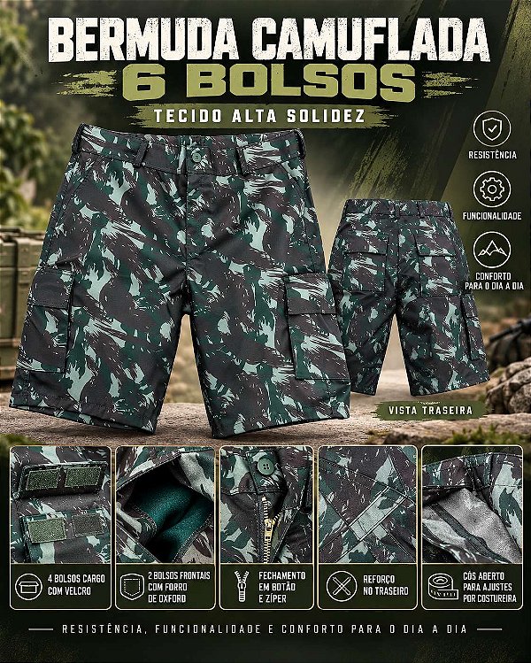 Bermuda Camuflada Alta Solidez