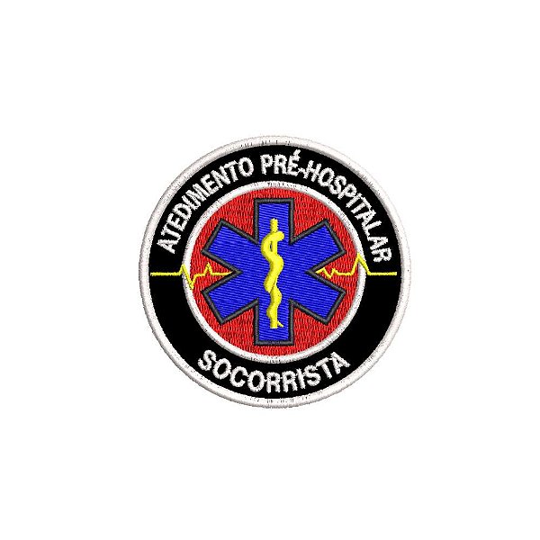 Patch Bordado ATENDIMENTO PRÉ-HOSPITALAR SOCORRISTA 8,5 X 8,5 CM