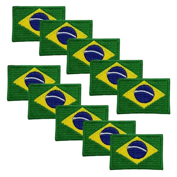 Patch Termocolante Bordado Bandeira Do Brasil Kit 10 Unidades