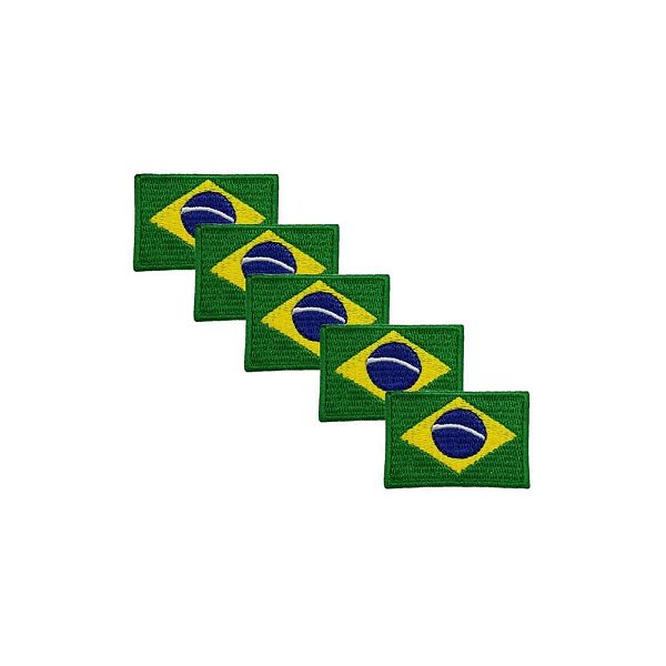 Patch Termocolante Bordado Bandeira Do Brasil Kit 5 Unidades