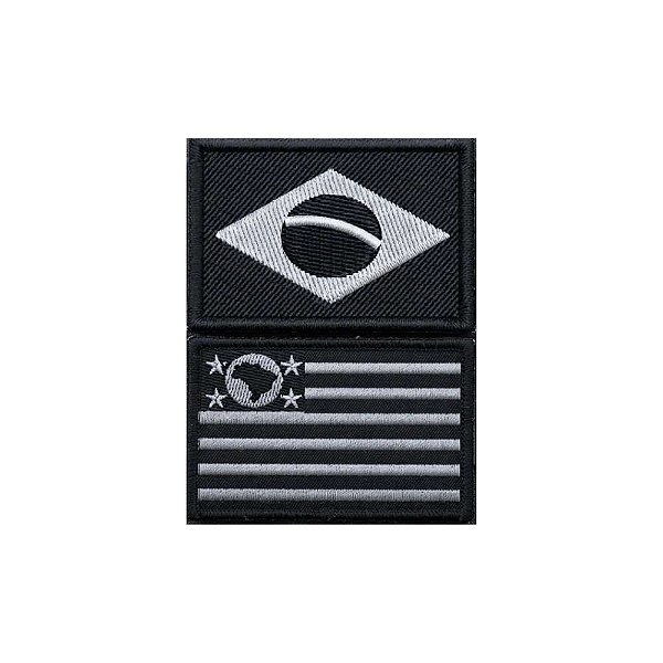 Patch Bordado Bandeiras do Brasil e São Paulo Negativas 7 x 5 cm