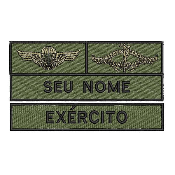 Patch Bordado 2 Cursos + Sutache Nome Conectados + Sutache EXÉRCITO