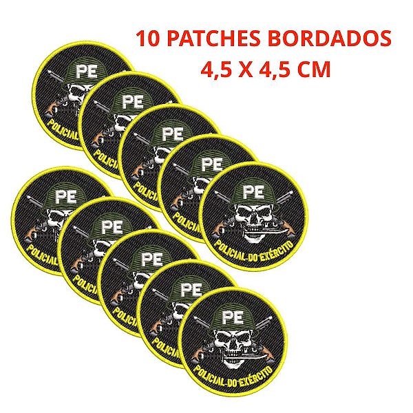 kit 10 Patches Bordados POLICIAL DO EXÉRCITO 4,5 x 4,5 x CM