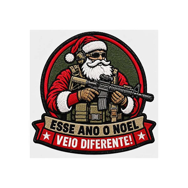 Patch Bordado Papai Noel Militar 10 x 10 CM