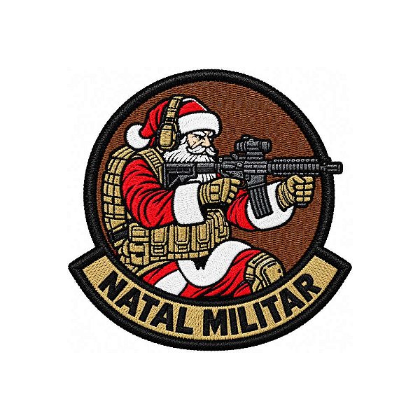 Patch Bordado Papai Noel Natal Militar 10 x 10 CM