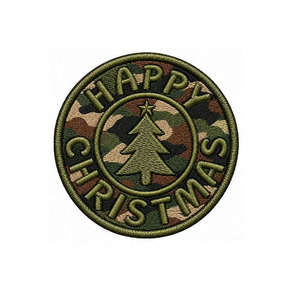 Patch Bordado Camo Happy Christmas 7 x 7 CM