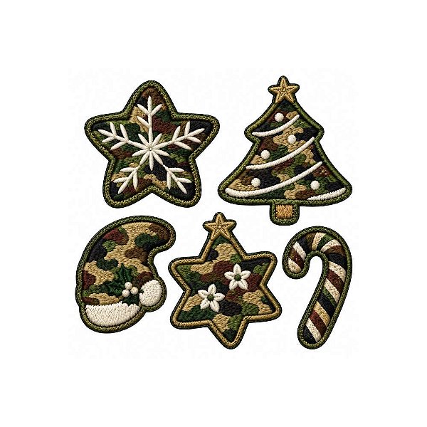 Conjunto de Patch Bordado de Natal Camuflado