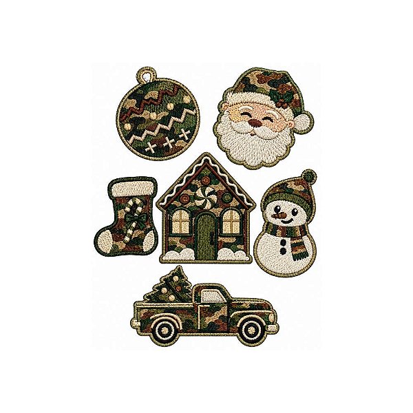 Conjunto de Patch Bordado de Natal Camuflado