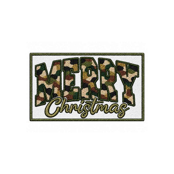 Patch Bordado Merry Christmas Camo 8 x 4,5 CM