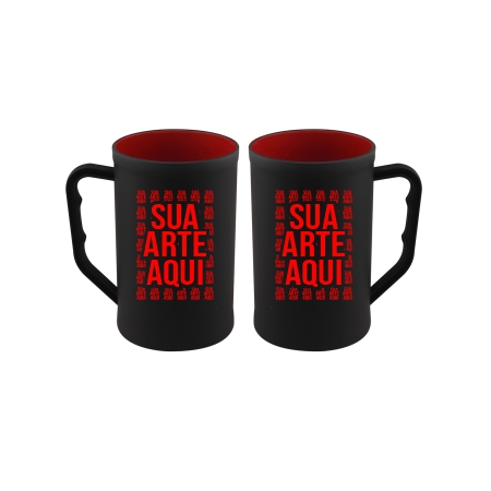CANECA PERSONALIZADA DE ACRÍLICO 500ml PRETO FOSCO