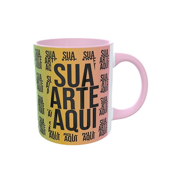 CANECA PERSONALIZADA DE CERÂMICA BRANCA COM ALÇA E INTERIOR COLORIDO