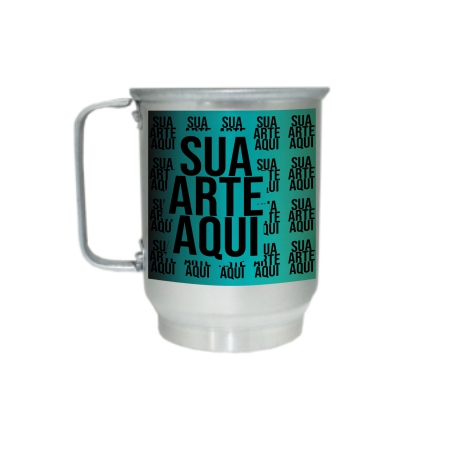 CANECA PERSONALIZADA DE ALUMÍNIO 500ML CINZA