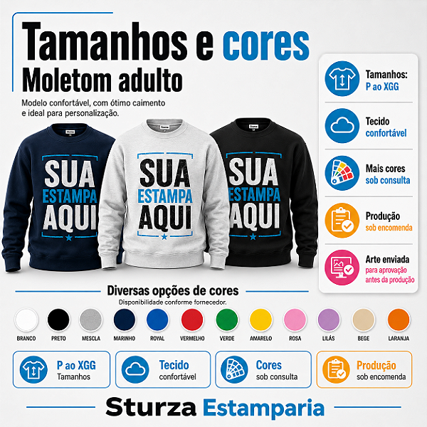 Blusão Moletom Personalizado Adulto Frente e Costas