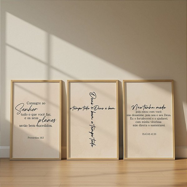 Kit 3 Quadros Consagre, Deus é Bom E Não tenha Medo